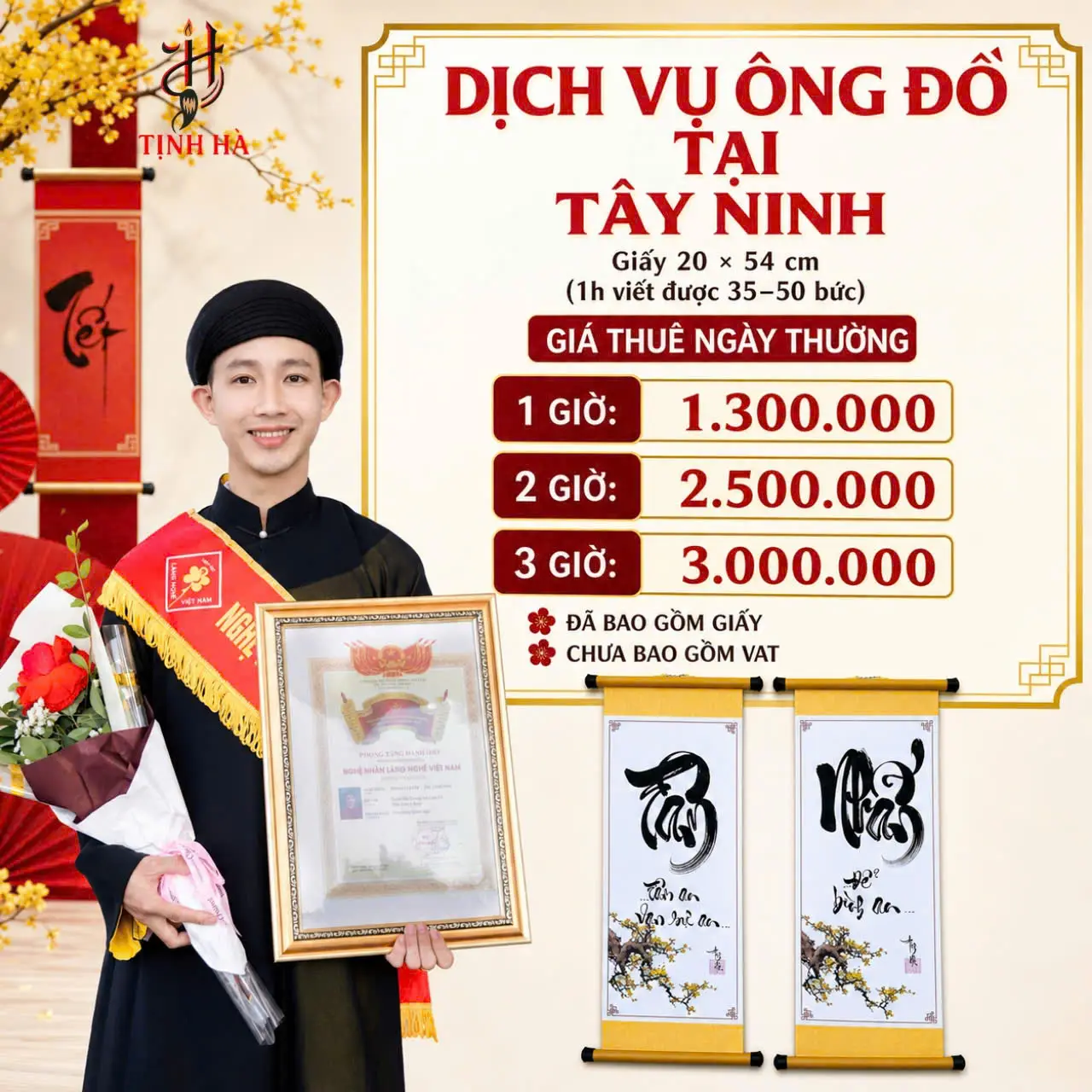 Bảng giá dịch vụ thuê ông đồ Tây Ninh ngày thường