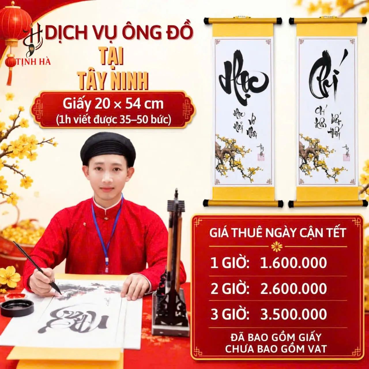 Bảng giá thuê ông đồ Tây Ninh ngày cận Tết