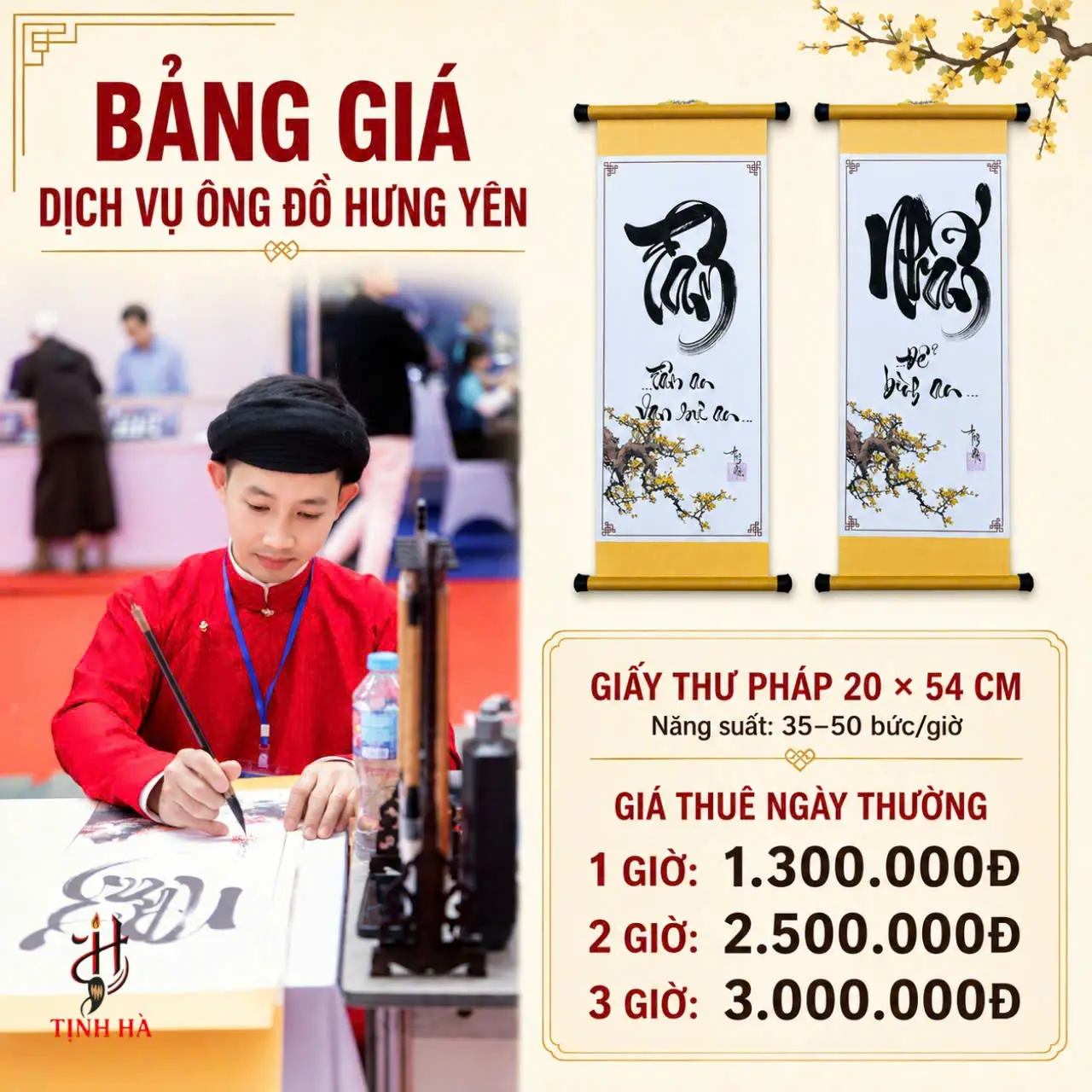 Bảng giá thuê ông đồ tại Hưng Yên ngày thường