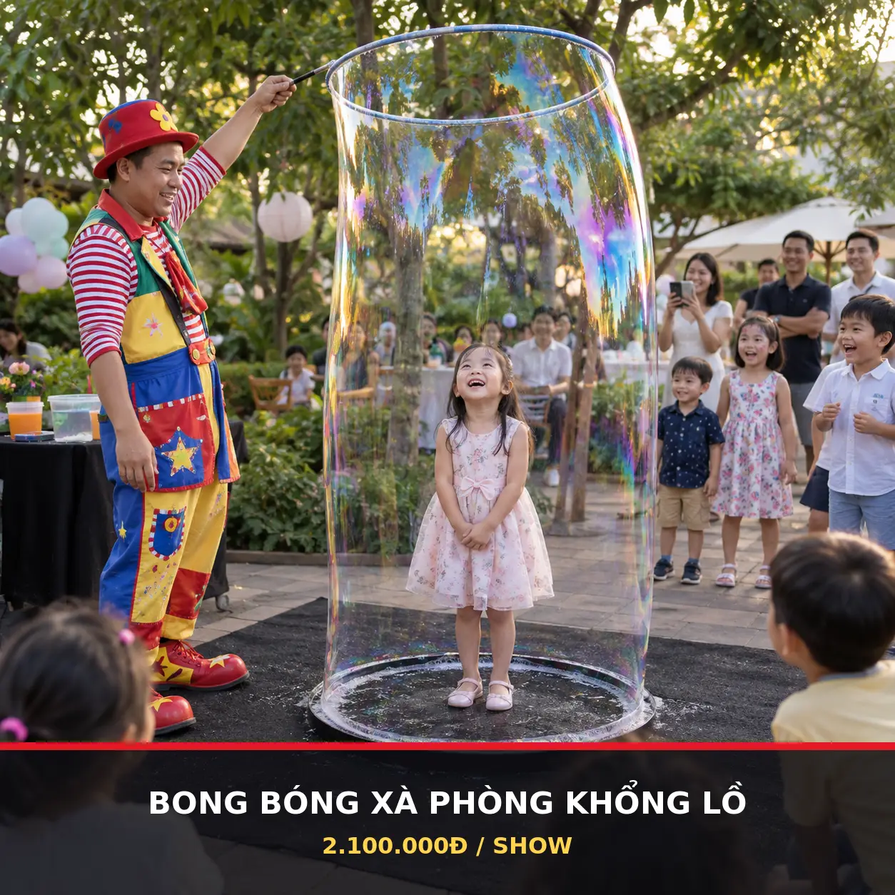 Biểu diễn bong bóng xà phòng khổng lồ cho trẻ em tại TPHCM