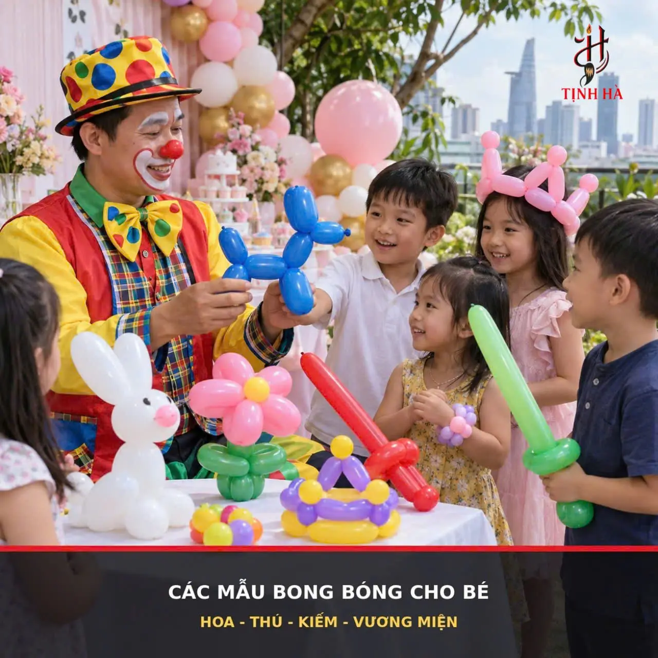 Các mẫu bong bóng tạo hình hoa thú kiếm và vương miện cho bé