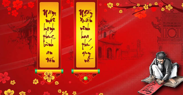 Câu đối thư pháp Tết mang lời chúc may mắn