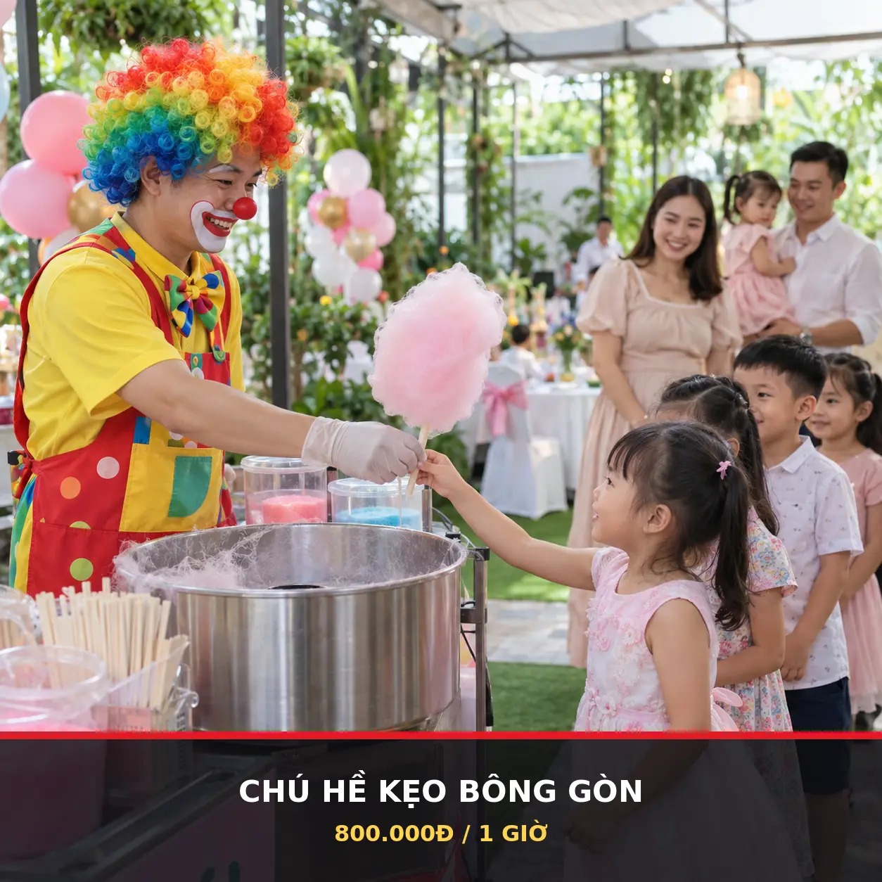 Chú hề kẹo bông gòn phục vụ tiệc sinh nhật TPHCM