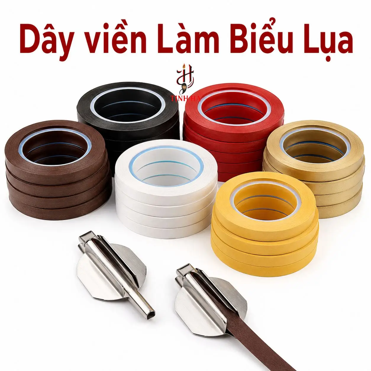 Cuộn dây viền làm biểu lụa và dụng cụ cắt dây