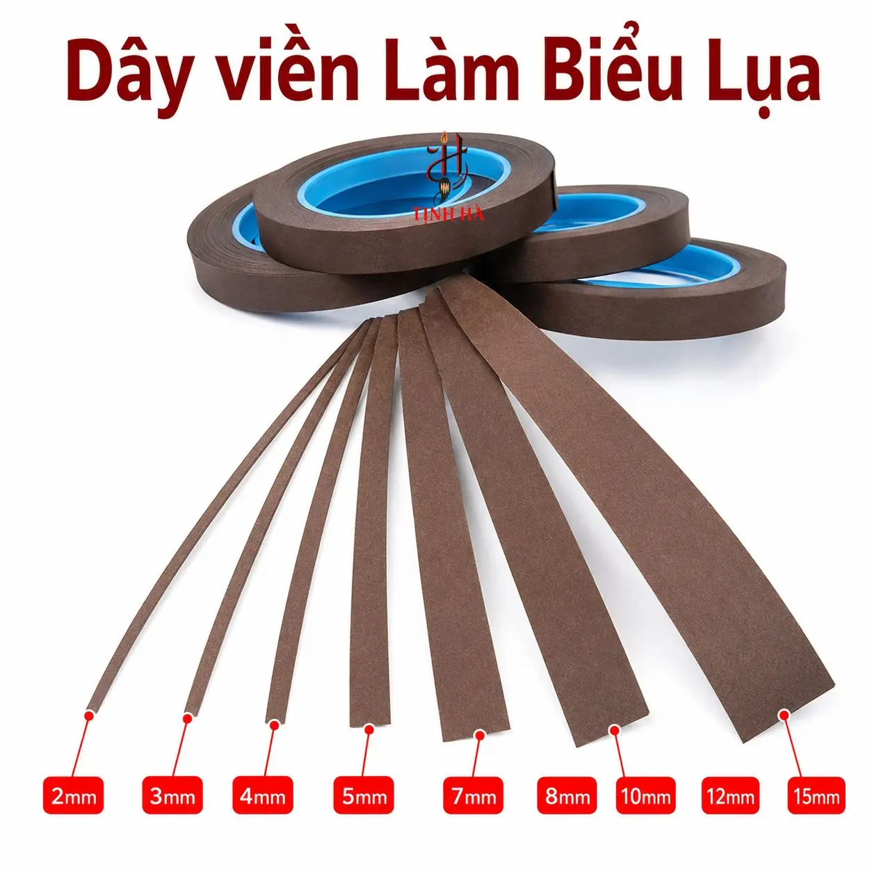 Dây viền làm biểu lụa màu nâu cà phê nhiều kích thước từ 2mm đến 15mm