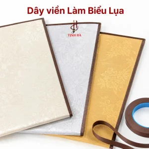 Dây viền nâu cà phê bo viền vải lụa làm biểu