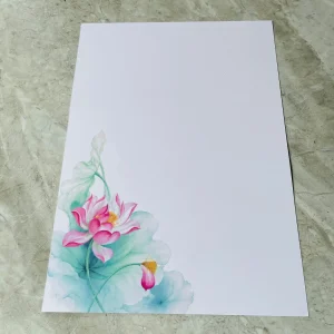 Giấy viết thư pháp A3 mẫu hoa sen thủy mặc