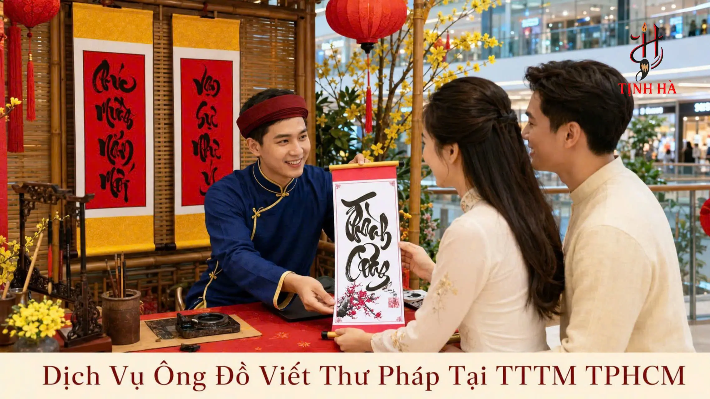 Góc ông đồ Tết tại trung tâm thương mại