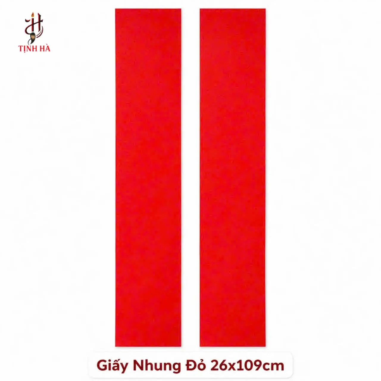 Liễn giấy nhung đỏ 26x109cm viết câu đối 7 chữ