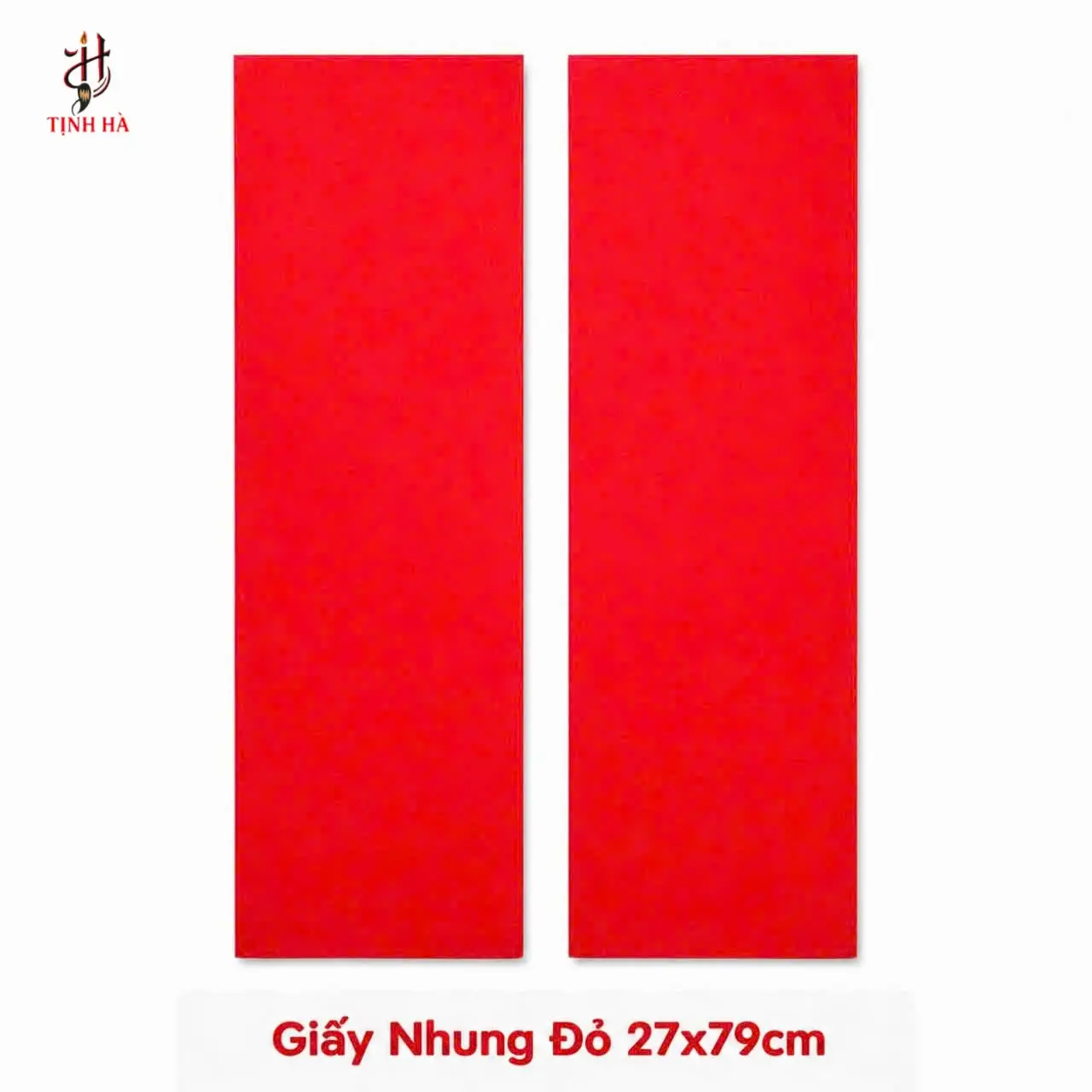 Liễn giấy nhung đỏ 27x79cm viết câu đối 4 chữ