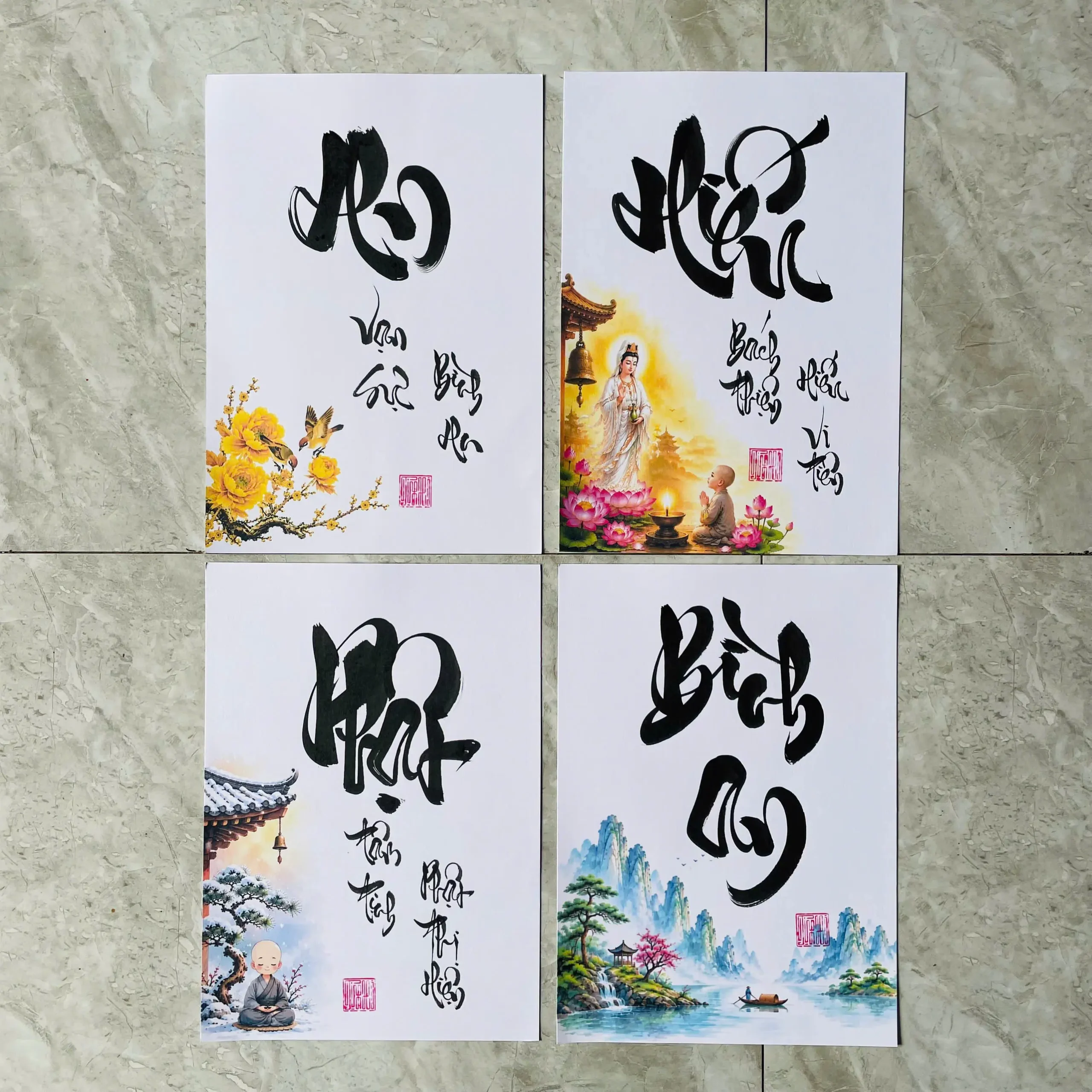 Tranh thư pháp dạng cuộn treo tường