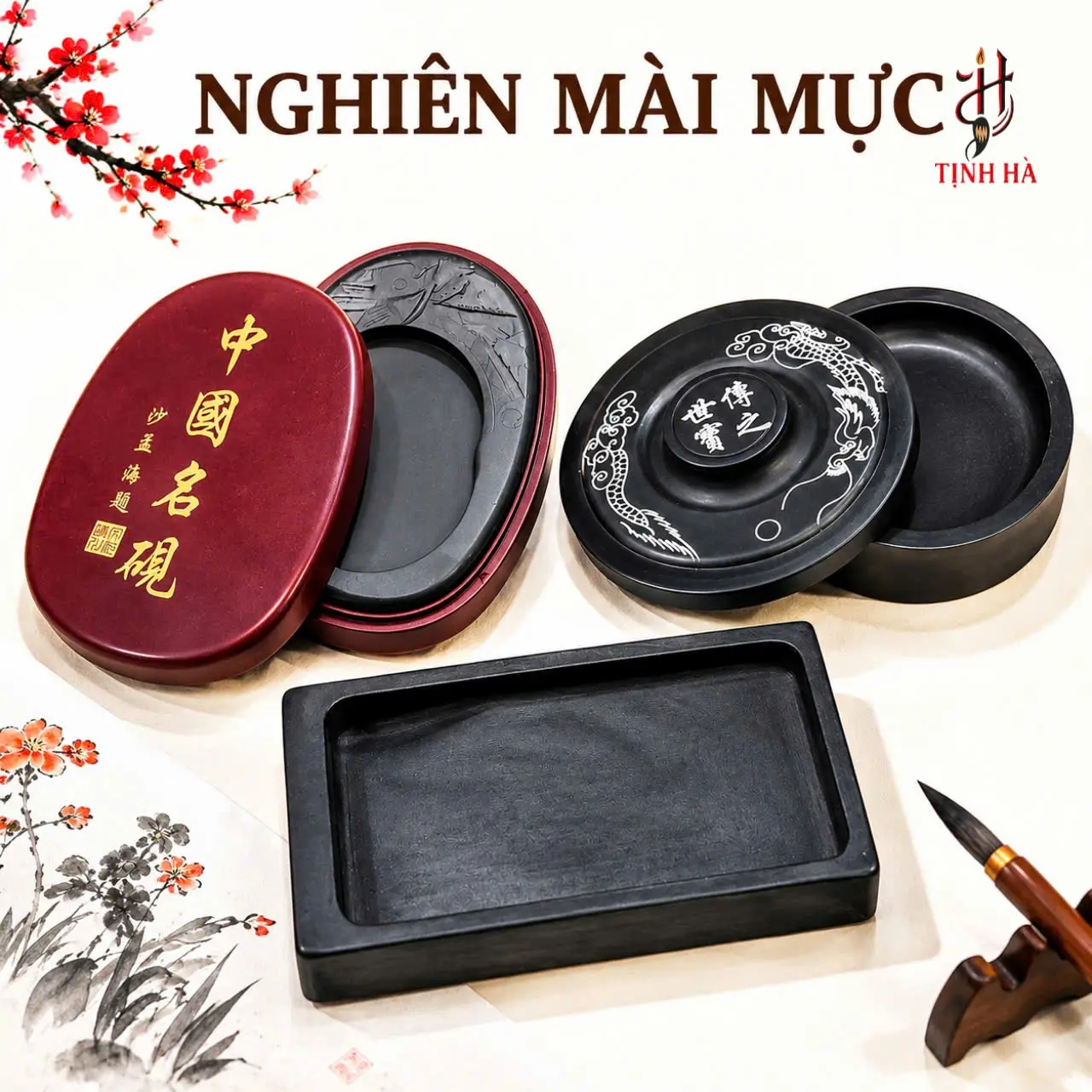 Nghiên mài mực dùng trong bộ dụng cụ thư pháp