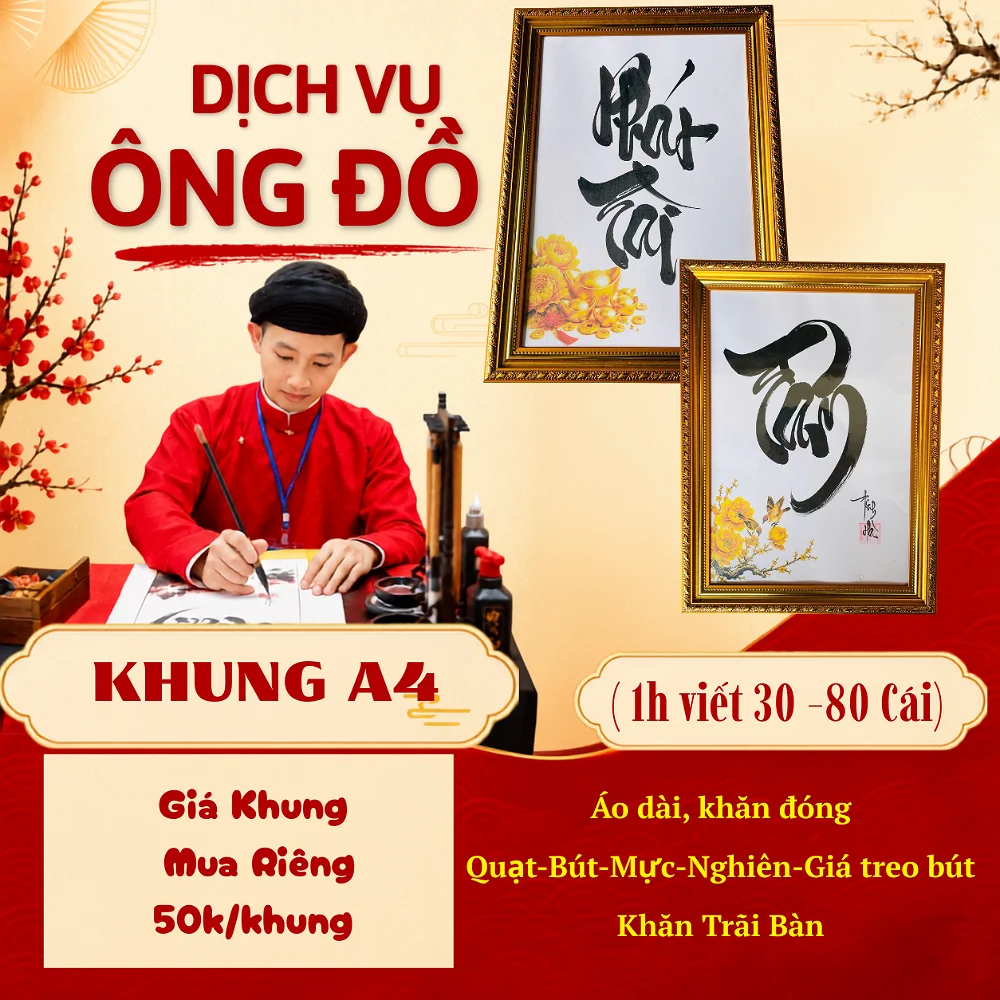 Ông đồ viết thư pháp khung A4 tại sự kiện Hà Nội