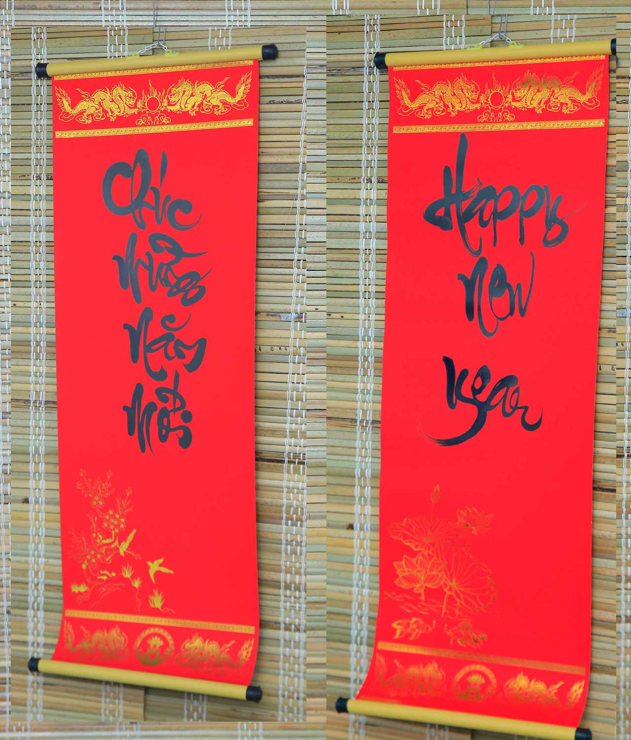 Trang trí chữ thư pháp trong nhà ngày Tết