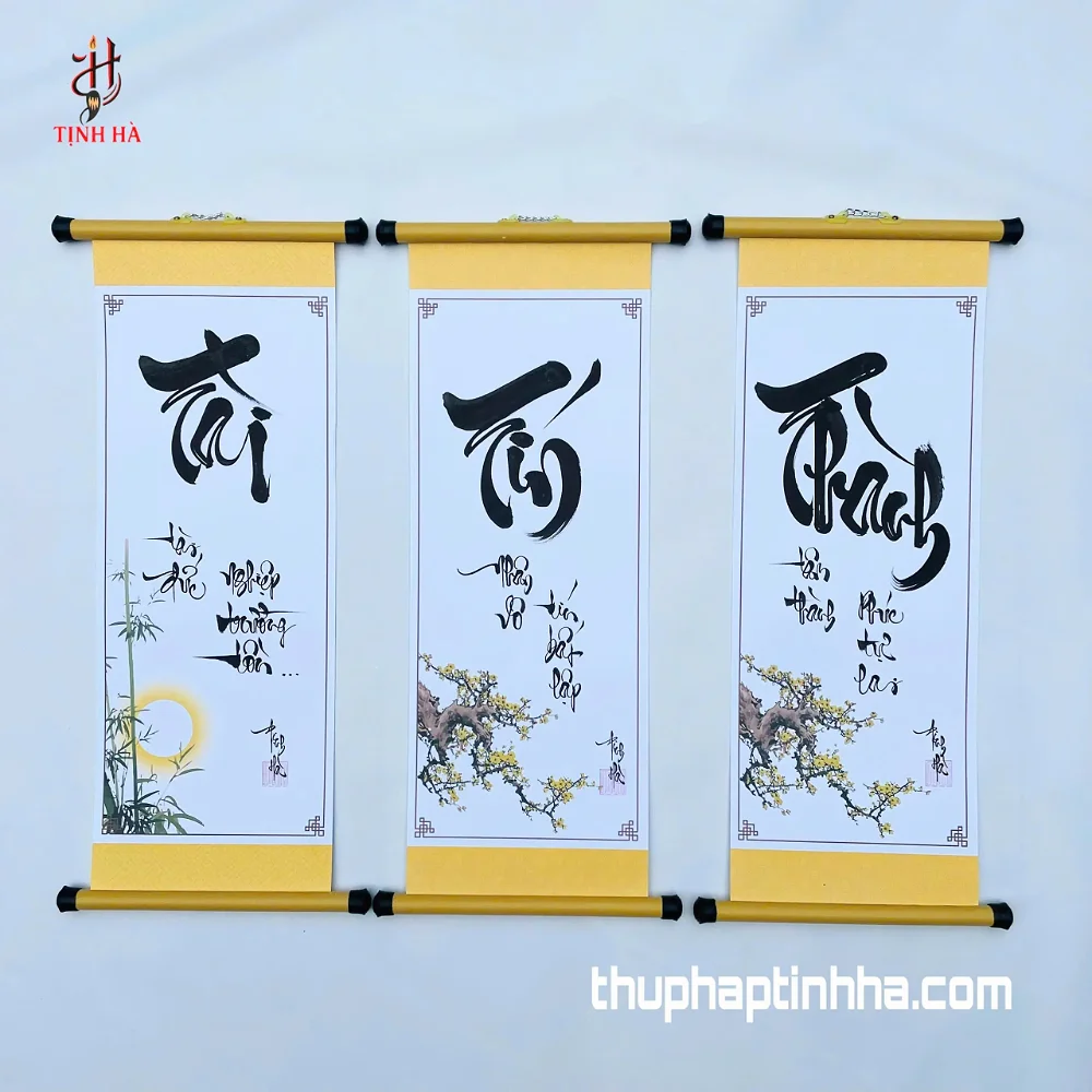 Bộ chữ thư pháp Tài Tín Thành dành cho doanh nhân và người kinh doanh