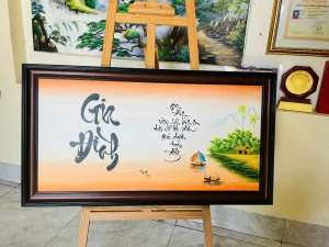 Phong cảnh đồng quê trong tranh thư pháp Gia Đình