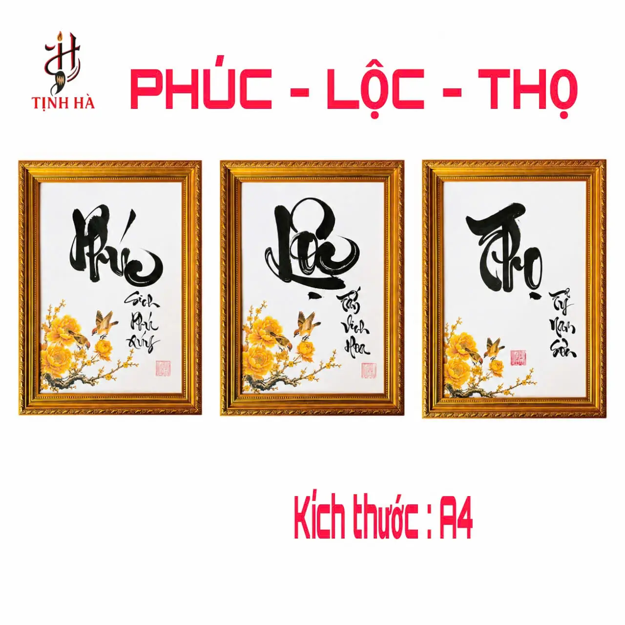 Bộ tranh thư pháp Phúc Lộc Thọ khổ A4
