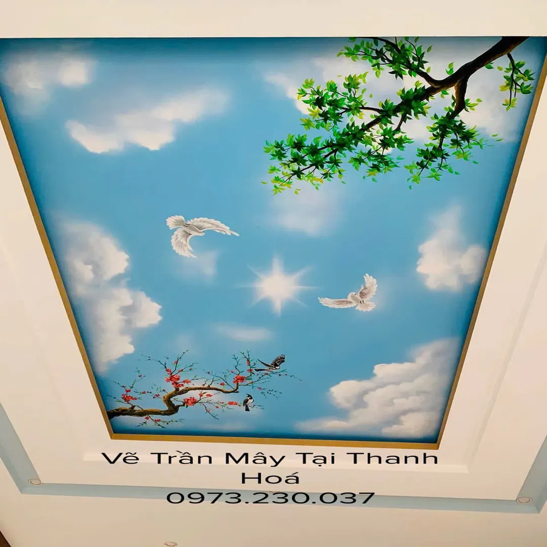 lợi ích tạo không gian đẹp khi vẽ tranh trần mây