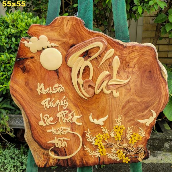 Tranh thư pháp chữ gỗ