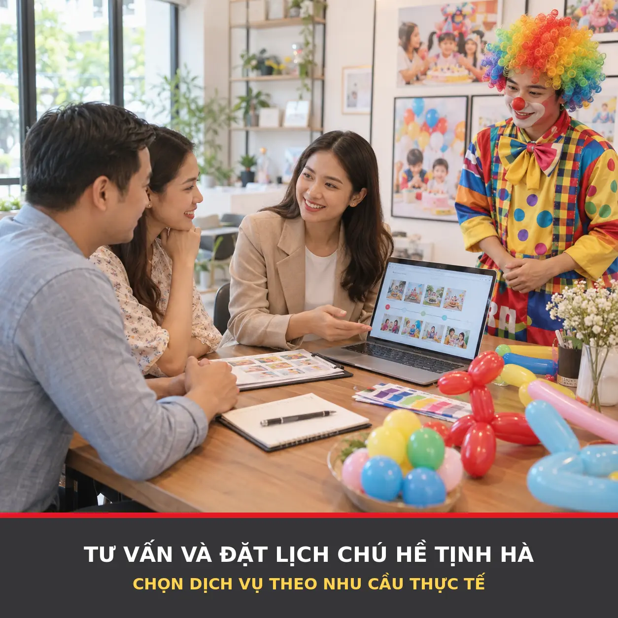 Tư vấn và đặt lịch dịch vụ chú hề Tịnh Hà tại TPHCM