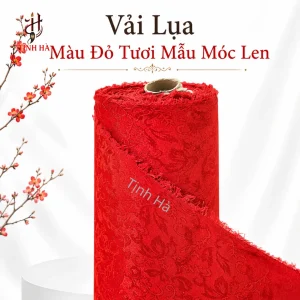 Vải lụa bồi tranh màu đỏ tươi mộc len