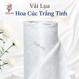 Vải lụa hoa cúc trắng tinh dùng bồi tranh