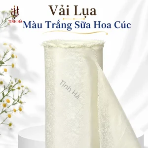 Vải lụa bồi tranh màu trắng sữa hoa cúc