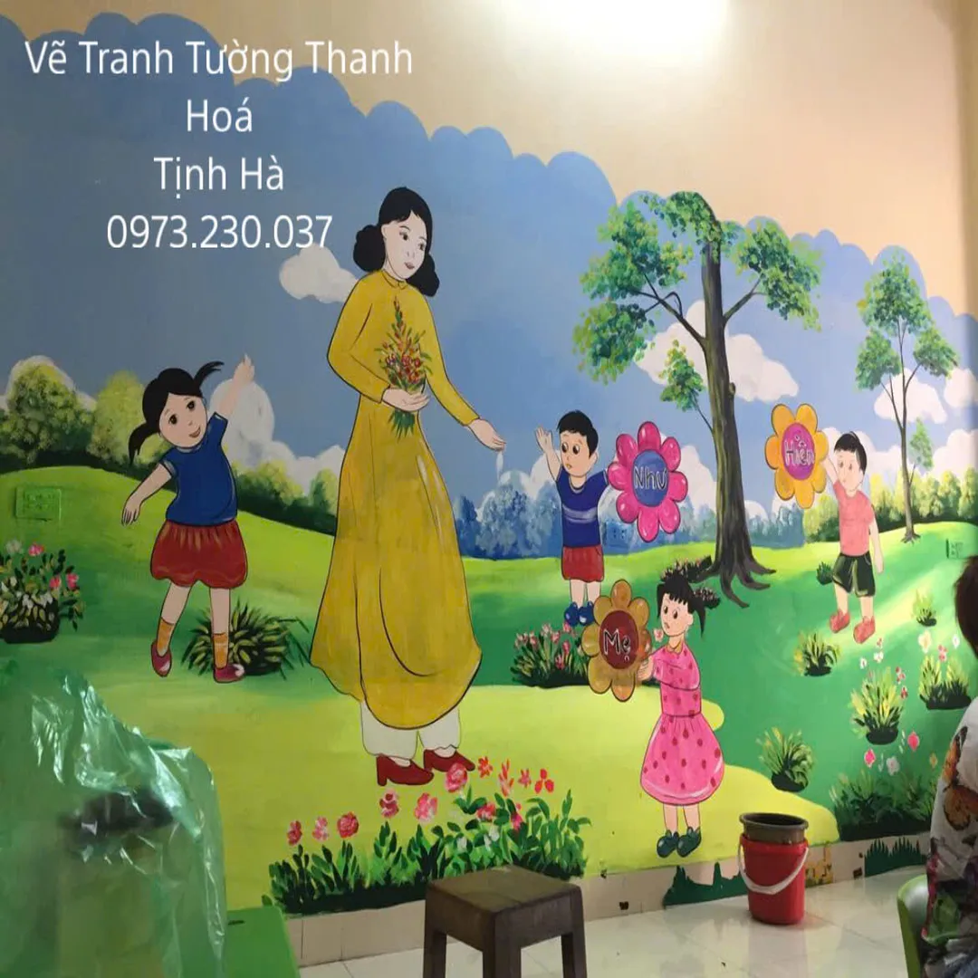 tranh trường mầm non tại thanh hoá