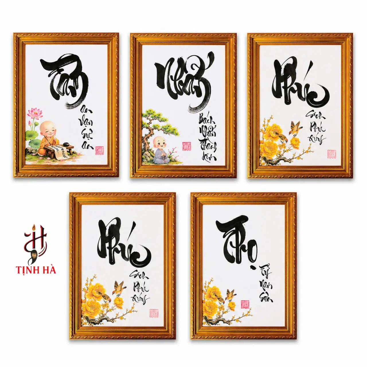Ý nghĩa các chữ thư pháp phổ biến Tâm Đức Nhẫn Phúc Lộc Thọ