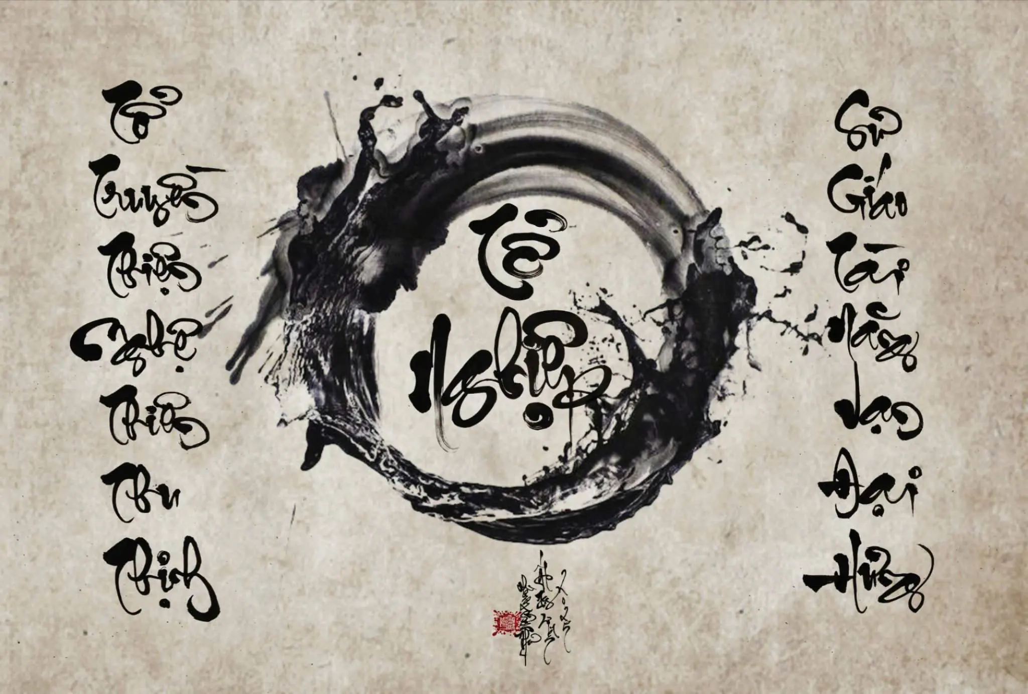 chữ thư pháp ông đồ viết tay